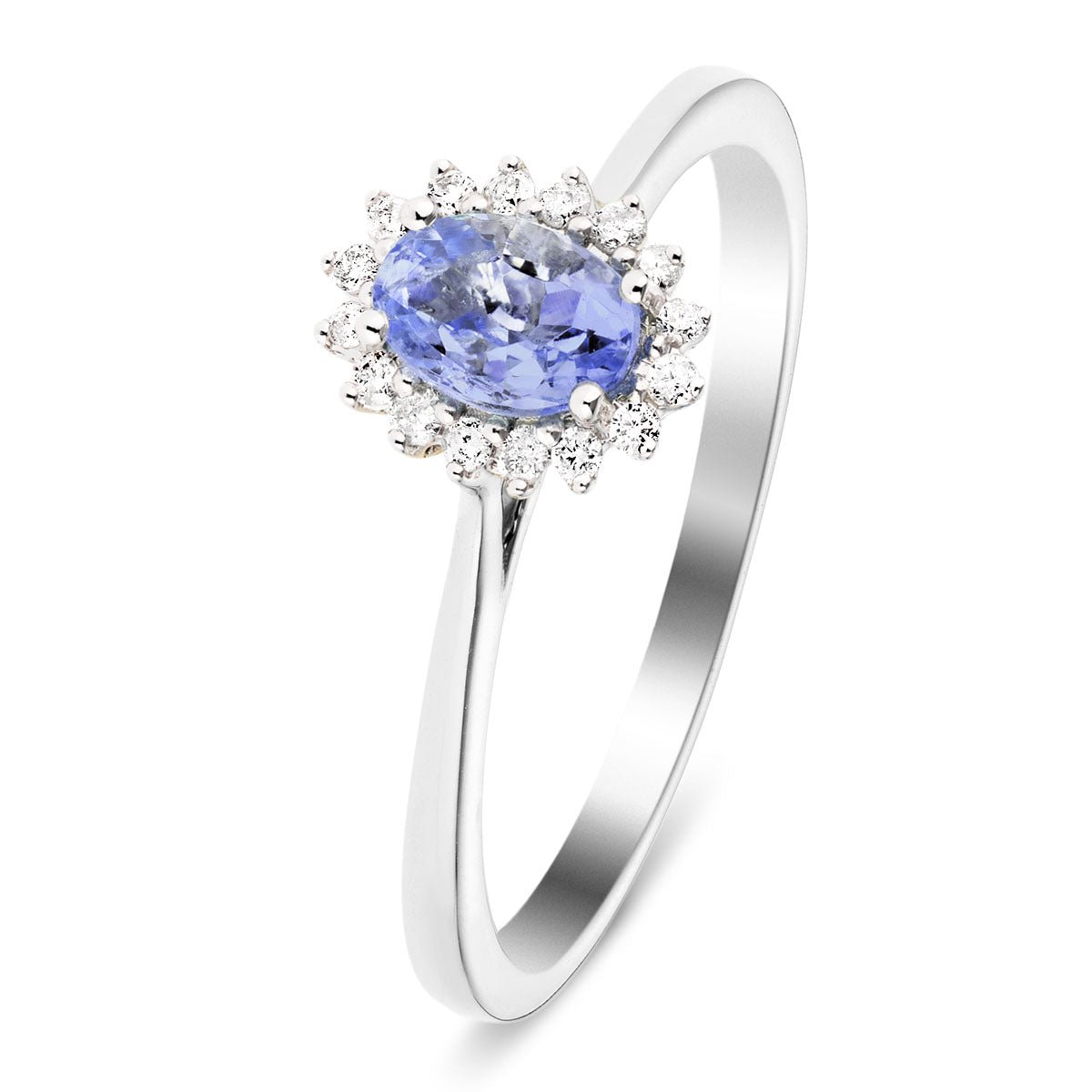 Tanzanite 0.40ct and Diamond 0.10ct Ring In 9K White Gold - All Diamond