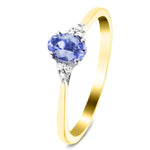 Tanzanite 0.50ct Diamond 0.04ct Cluster Ring 9k Yellow Gold - All Diamond