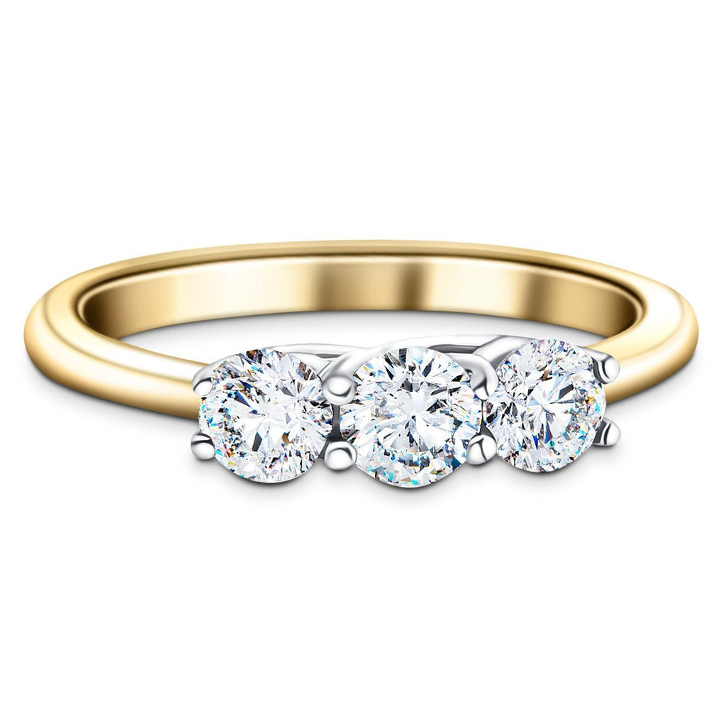 Three Stone Diamond Engagement Ring 0.50ct G/SI Quality 18k Yellow Gold - All Diamond