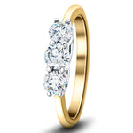 Three Stone Diamond Engagement Ring 1.00ct G/SI Quality 18k Yellow Gold - All Diamond