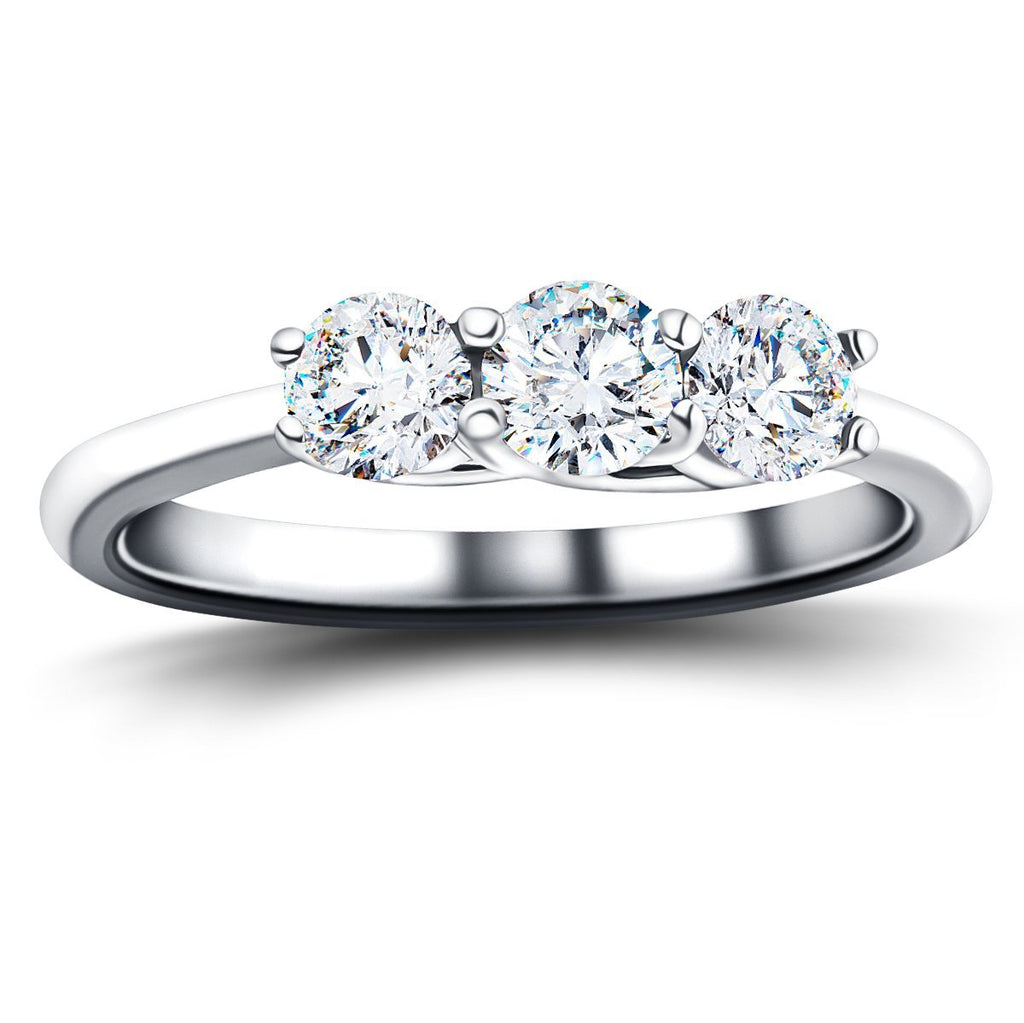 Three Stone Diamond Engagement Ring 3.00ct G/SI Quality 18k White Gold - All Diamond