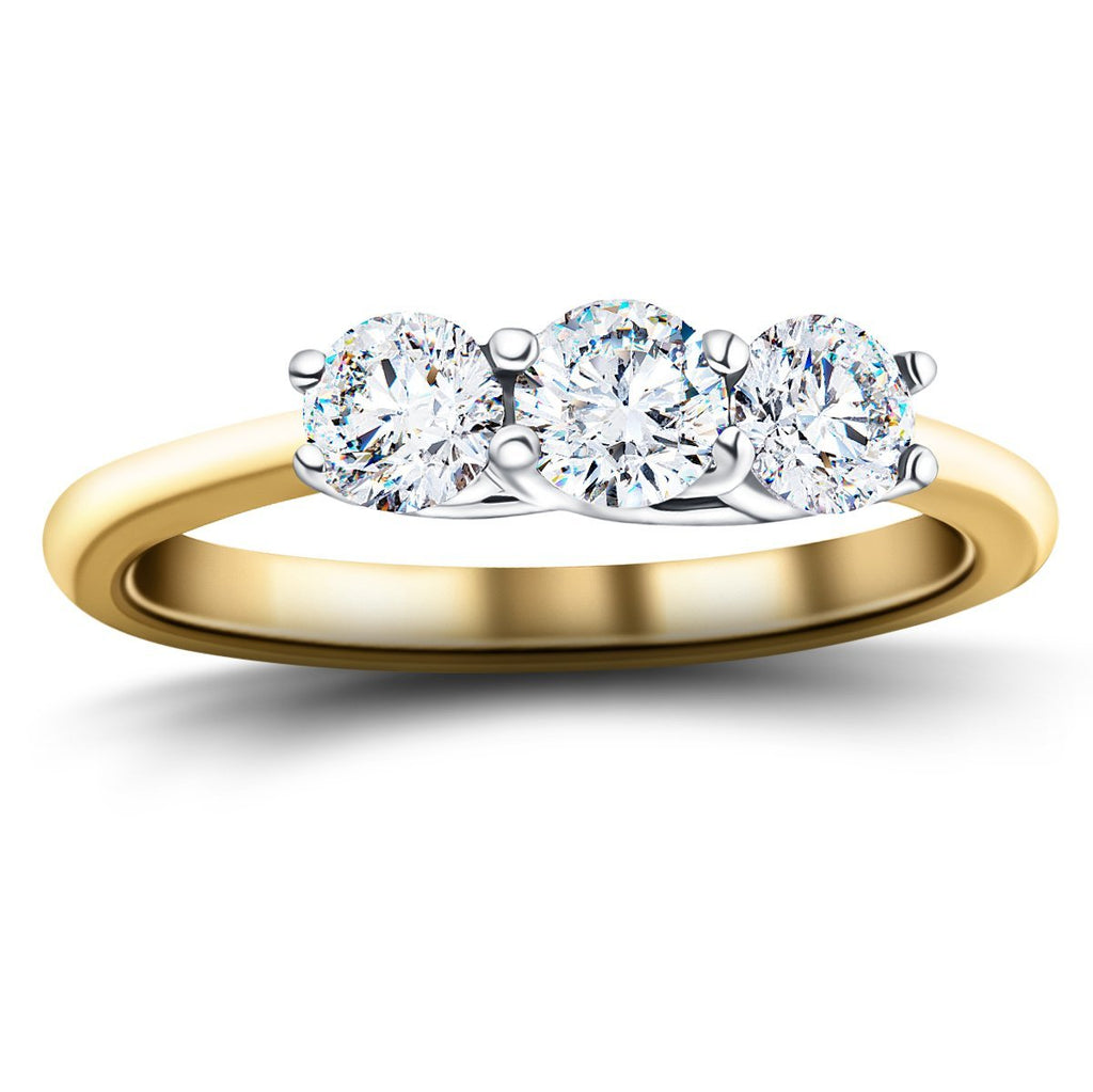 Three Stone Diamond Engagement Ring 3.00ct G/SI Quality 18k Yellow Gold - All Diamond