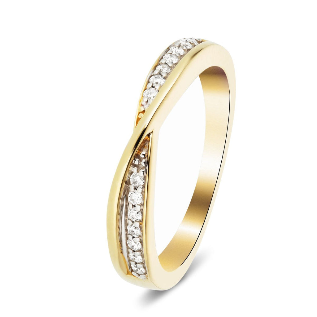 Twist Diamond Eternity Ring 0.10ct G/SI Quality in 9k Yellow Gold - All Diamond