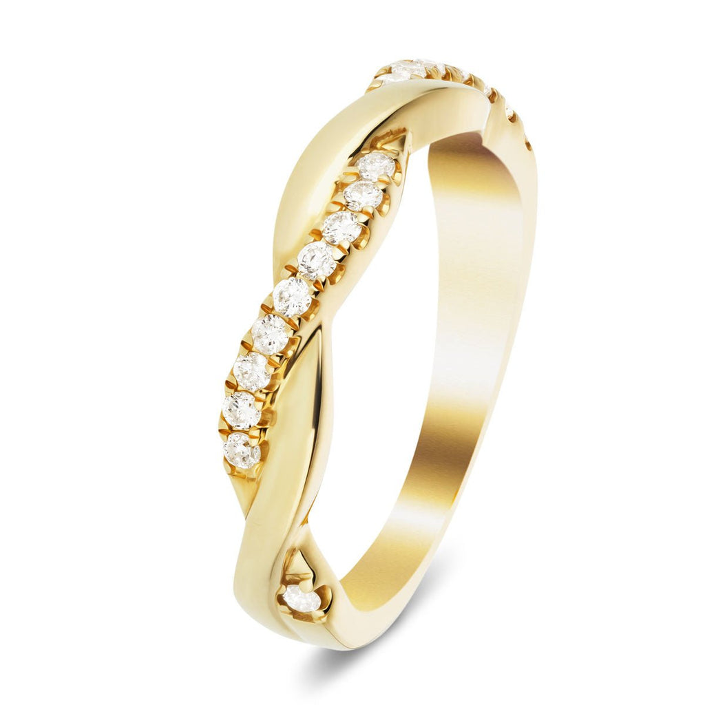 Twist Diamond Eternity Ring 0.15ct G/SI Quality in 9k Yellow Gold - All Diamond