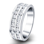 Two-Row Channel Half Eternity Diamond Ring 0.75ct in Platinum 6.4mm - All Diamond