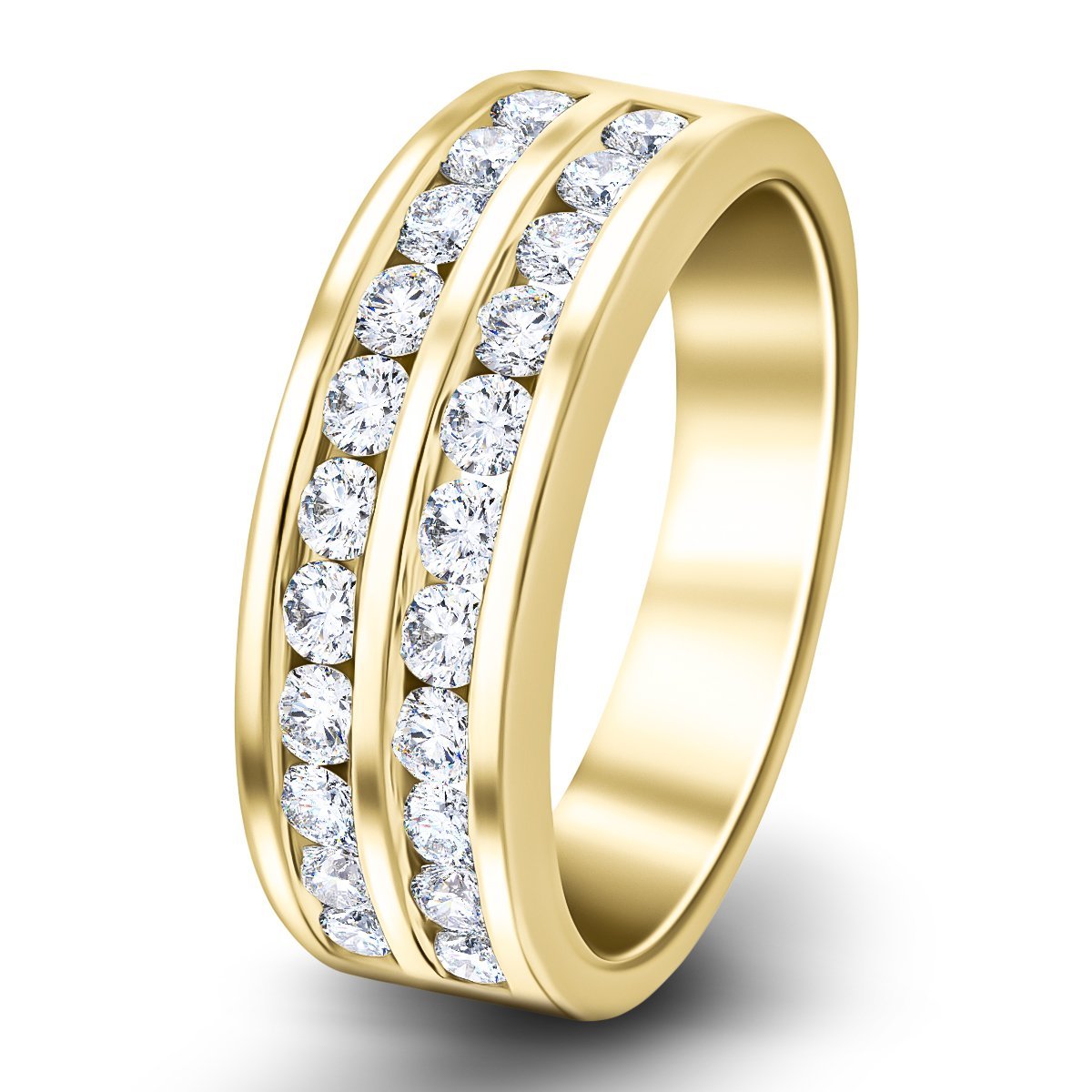 Two-Row Channel Half Eternity Diamond Ring 1.00ct Yellow Gold 6.7mm - All Diamond