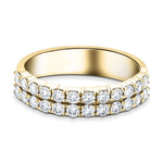 Two Row Diamond Half Eternity Ring 1.55ct 18k Yellow Gold 5.8mm - All Diamond