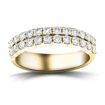 Two Row Diamond Half Eternity Ring 1.55ct 18k Yellow Gold 5.8mm - All Diamond