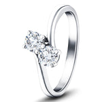 Two Stone Diamond Ring 0.45ct G/SI in 18k White Gold - All Diamond