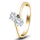 Two Stone Diamond Ring 0.45ct G/SI in 18k Yellow Gold - All Diamond