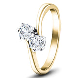 Two Stone Diamond Ring 0.60ct G/SI in 18k Yellow Gold - All Diamond