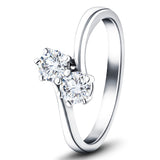 Two Stone Diamond Ring 0.60ct G/SI in Platinum - All Diamond