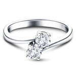 Two Stone Diamond Ring 0.80ct G/SI in 18k White Gold - All Diamond