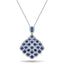 Vintage 2.60ct Blue Sapphire & 0.90ct Diamond Drop Necklace White Gold - All Diamond
